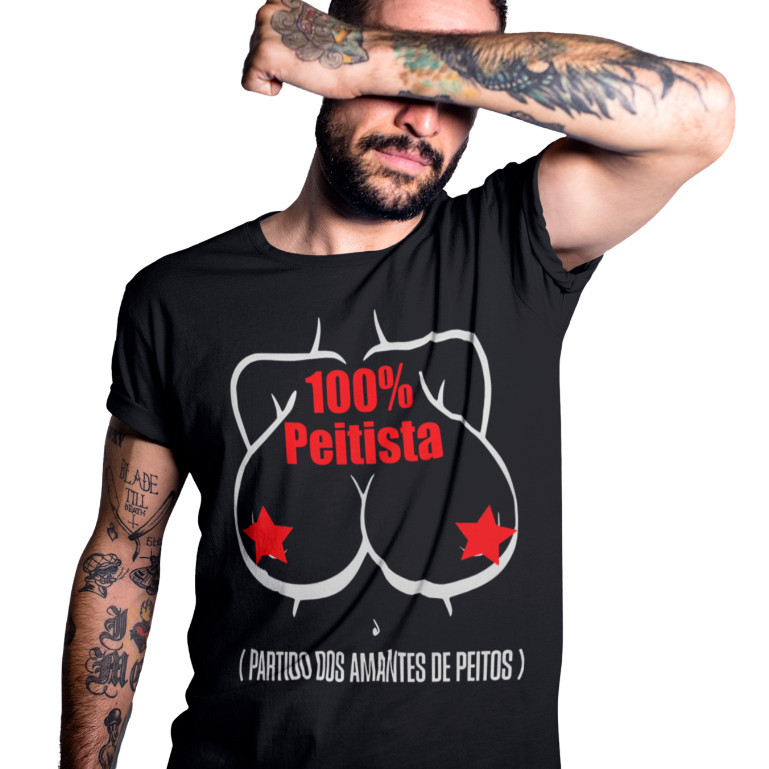 Camiseta Masculina 100% Algodão Gola Redonda Carnaval 100% Peitista Balada e Curtição