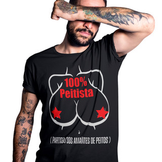 Camiseta Masculina 100% Algodão Gola Redonda Carnaval 100% Peitista Balada e Curtição