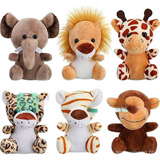 12 cm Mini selva animal de pelúcia leão bonito elefante tigre girafa animal festa temática lembrança
