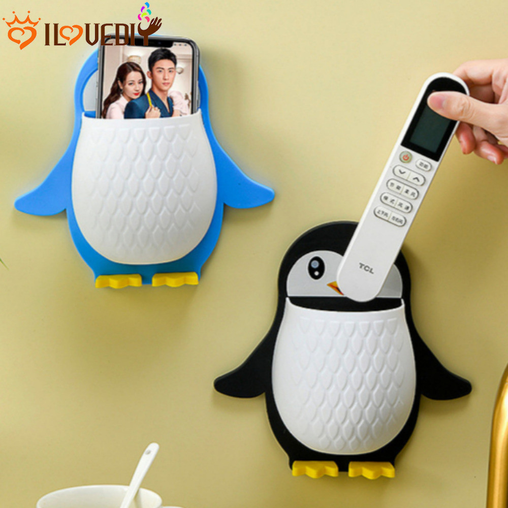 [Destaque] Caixa De Armazenamento De Pinguim Montada Na Parede-Recipiente Organizador De Papelaria-À Prova De Umidade ,