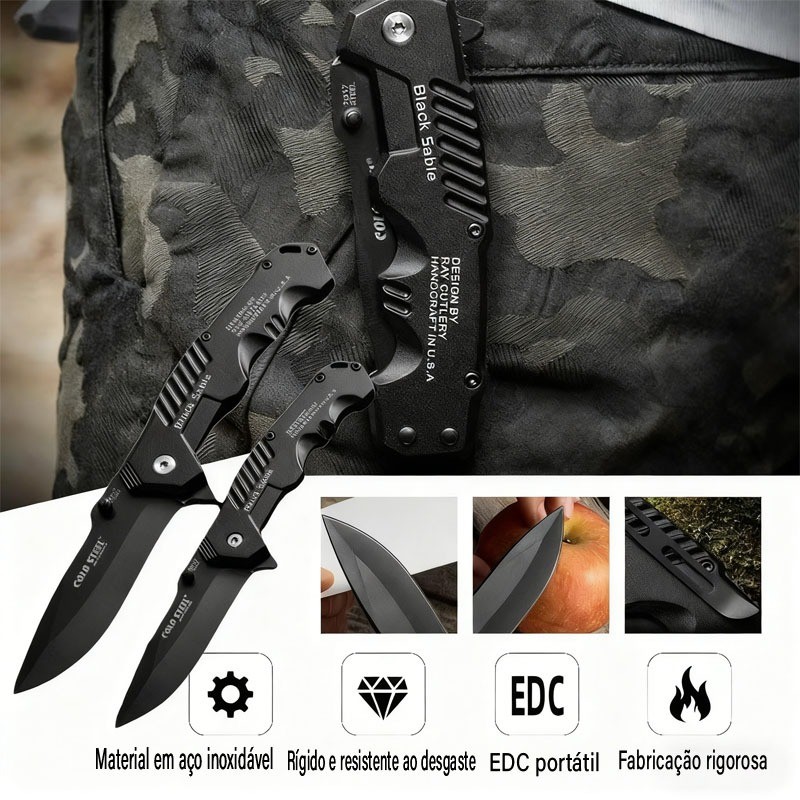 Canivete de Bolsa Aço Preto Faca de cozinha para frutas Para Cozinha Pesca Camping Sobrevivência em Oferta na Shopee