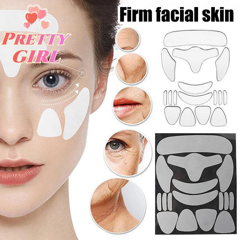 [Pretty ggirl] 16 Unidades Reutilizáveis De Silicone Para Rosto , Testa , Bochecha , Queixo , Stier , Adesivos Levantame