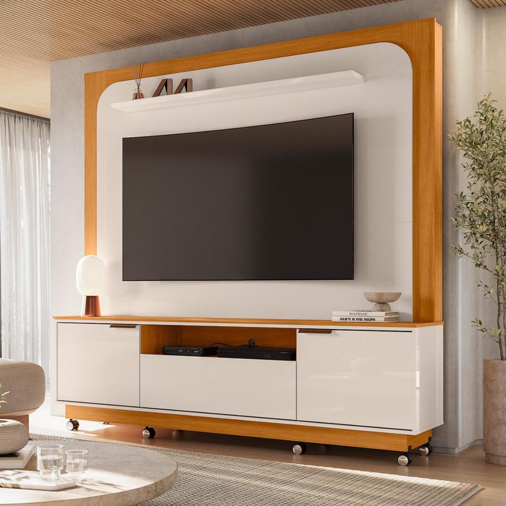 Home Theater  2 Portas Para TV Até 75 Polegadas Com Rodízios Nilo Madetec