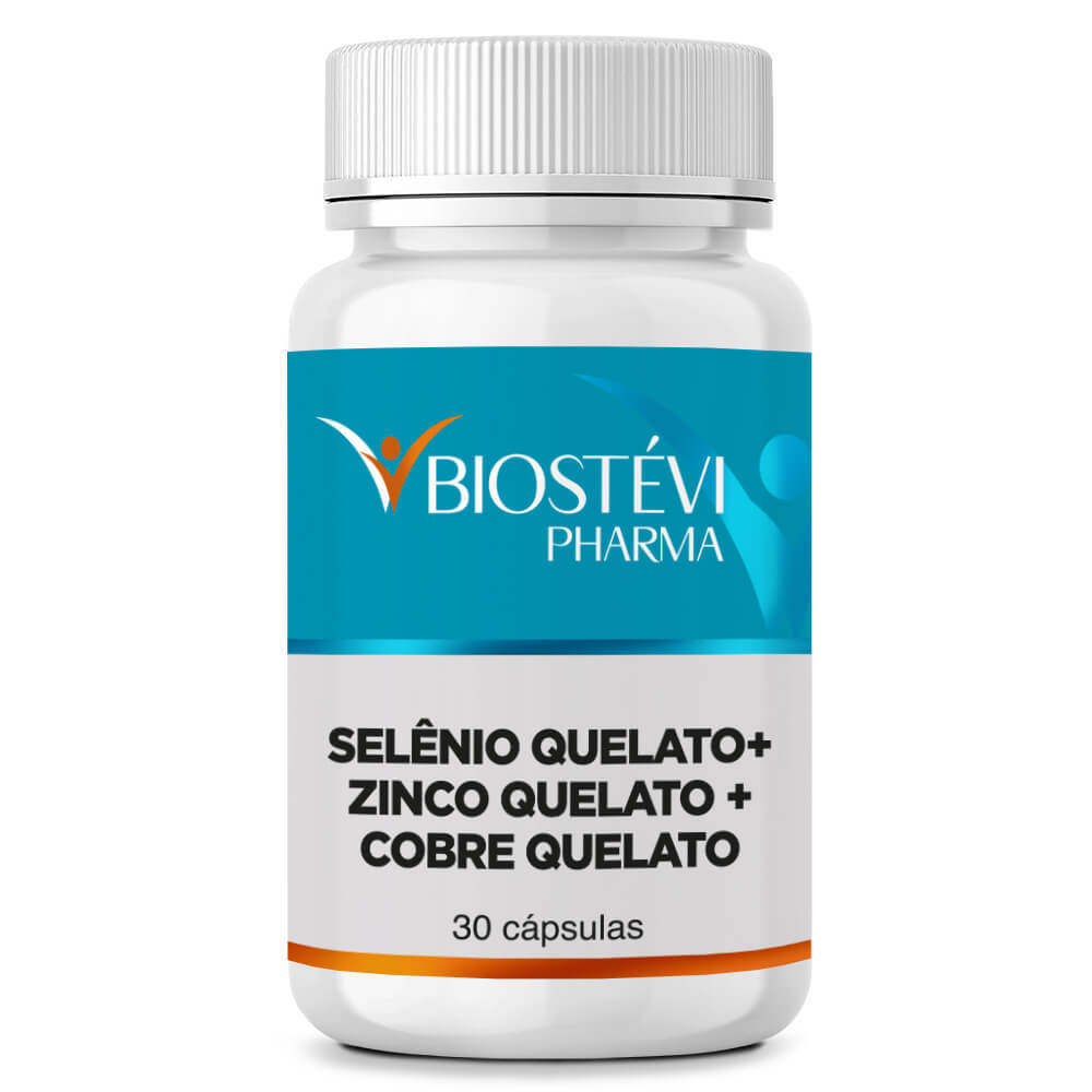 Selênio Quelato 200mcg + Zinco Quelato 30mg + Cobre Quelato 2mg 30 Cápsulas