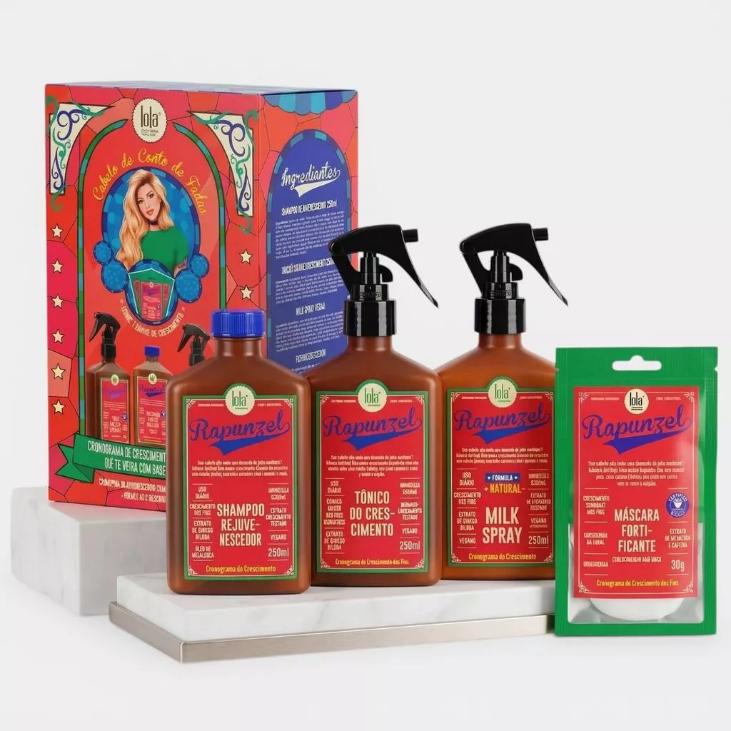 Kit Lola Rapunzel Linha Crescimento Capilar - Shampoo + Máscara + Tonico + Milk