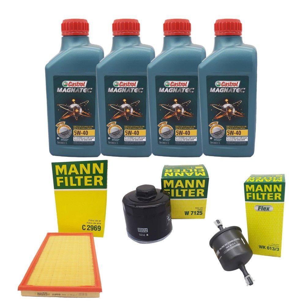 Kit Troca Óleo Filtros 5w40 Castrol Gol G4 1.0 8v AT Flex - Castrol Mann