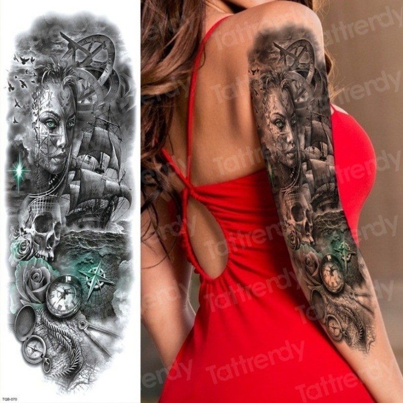 Sexy Masculino Tatuagem Temporária Adesivo Manga Falsa À Prova Dwaterproof Água Tatoo Grande Transferência Tatuagens Bra
