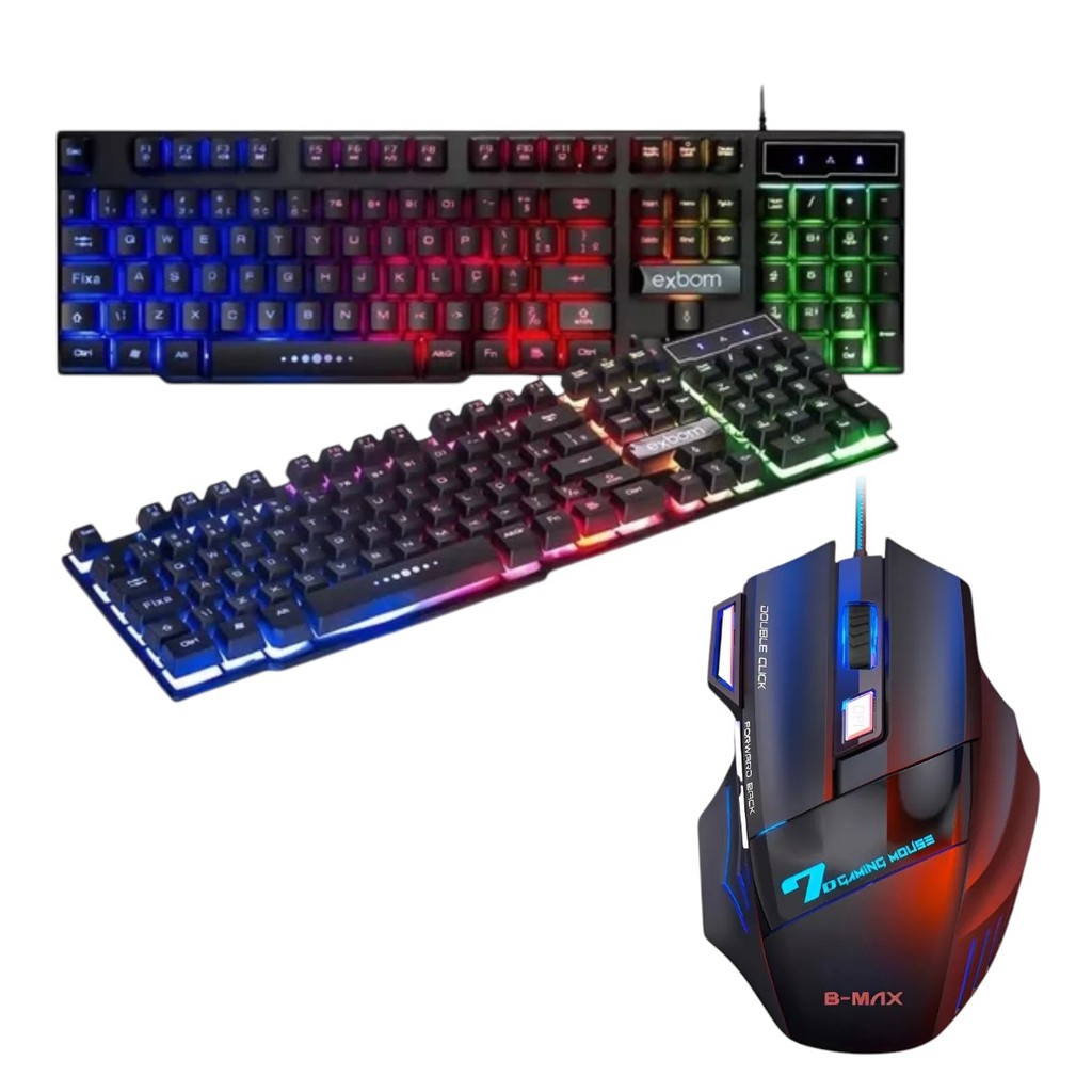 Teclado Gamer Exbom Qwerty Rgb Profissional Semi Mecânico