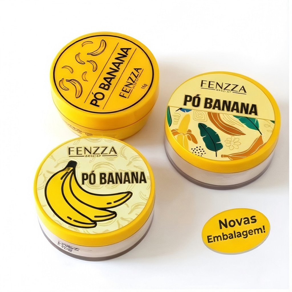Pó Banana Fenzza Solto Translúcido Fixador Facial Maquiagem Matte Controle de Oleosidade Nova Embalagem 15g