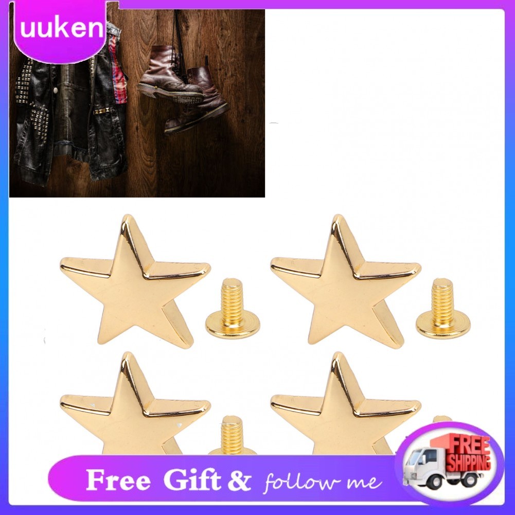 uukendh 10 peças de rebites de metal em formato de estrela com parafusos de PH de 7 mm para sapatos, bolsas e roupas,
