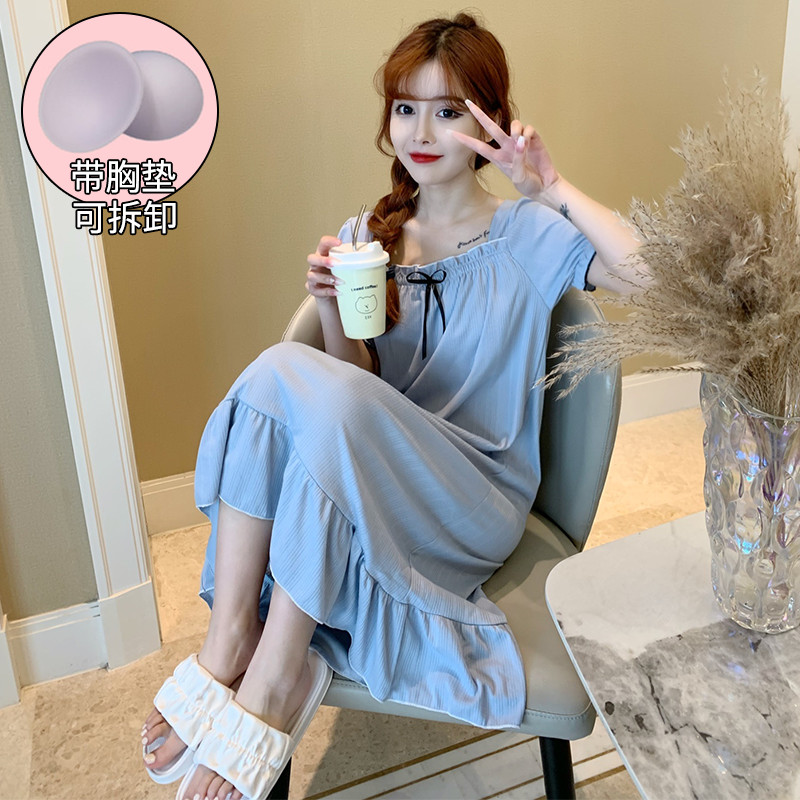 Camisola feminina verão de manga curta puro algodão pijamas estilo fino 2022 novo estilo meados de saia Plus Size matern