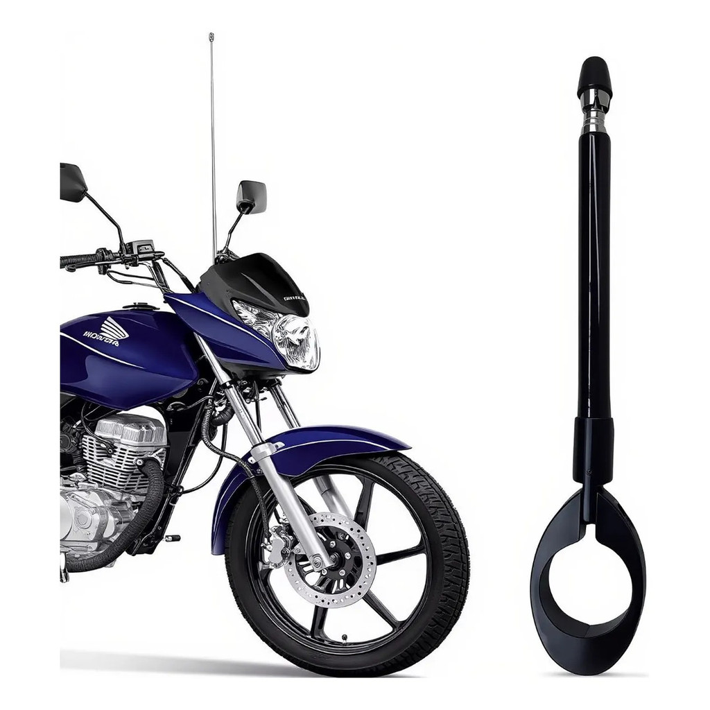Antena Motocicleta Retrovisor Corta Pipa Retratil Anti Cerol Anteninha Moto Aço Inox Guidão