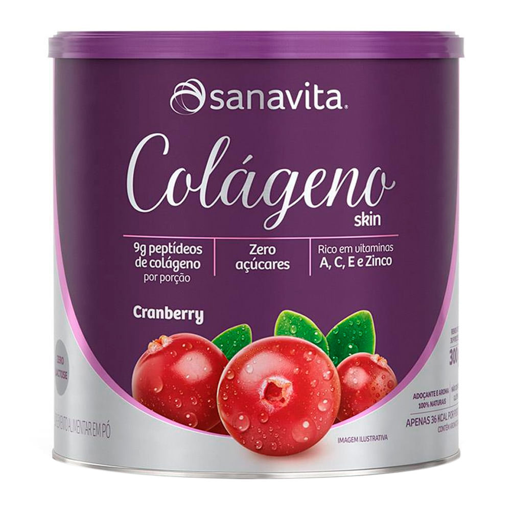 Colágeno Skin Sanavita Sabor Cranberry 300g em Oferta na Shopee