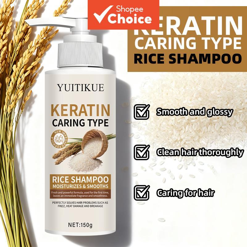 Shampoo de Arroz com Queratina, Água de Arroz Fermentada, Biotina, Alecrim, Óleo de Coco, Fórmula Natural e Não