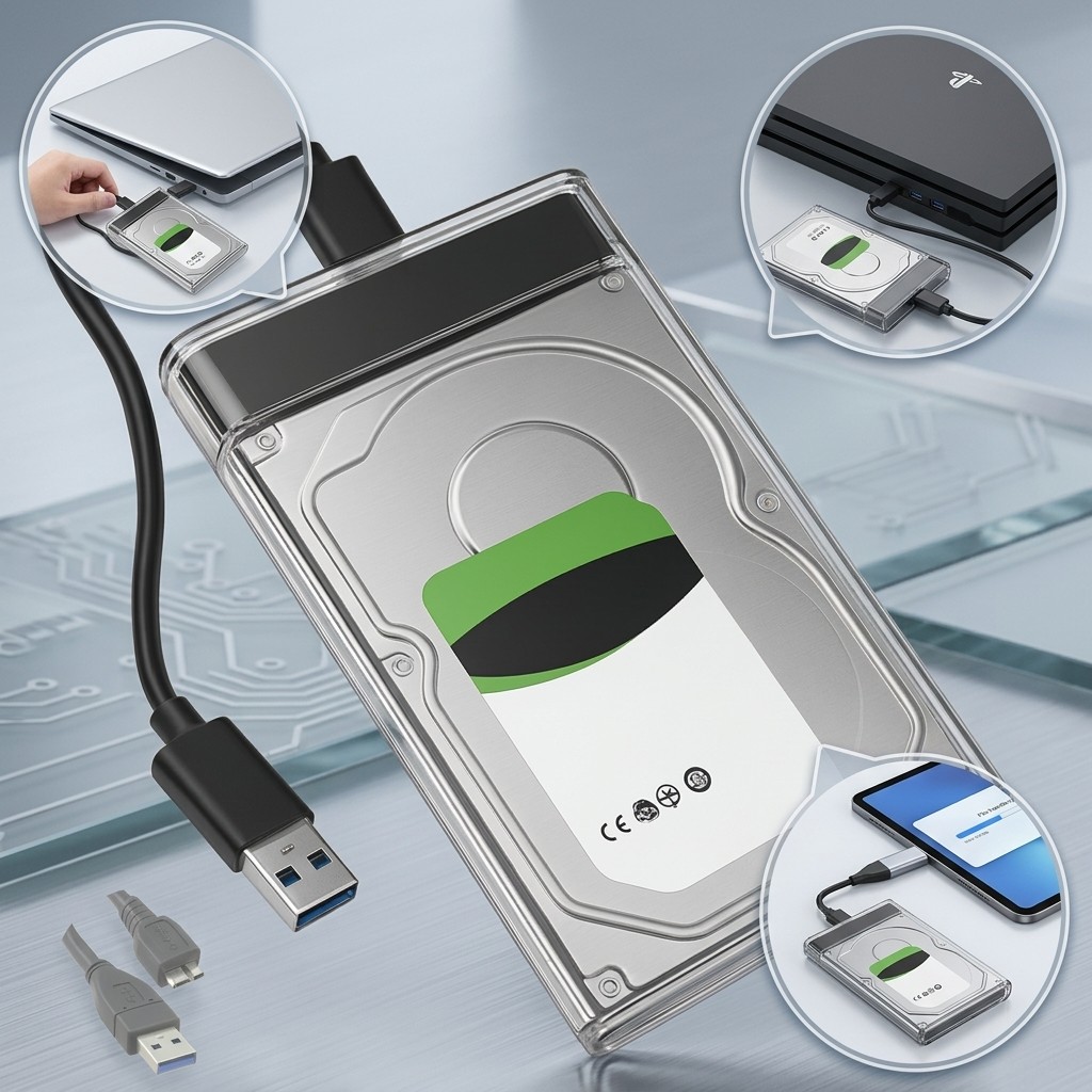 Case Gaveta Externa HD SSD 2.5 SATA USB 3.0 Adaptador Portátil Super Rápido Plug Play
