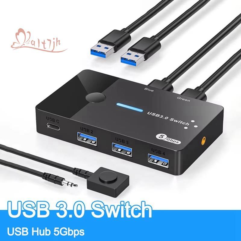 USB3.0 Para Type-C KVM Switch 2 Em 4 Saídas USB3.0 Laptop Host Compartilhamento De Dispositivos Teclado , Mouse , Impres