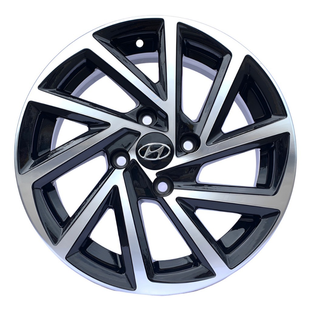 Jogo De Roda Aro 17 R Seven Hyundai Hb20 Sense Vision 2014/15/16/17/18/19 4x100 Preta Diamantada