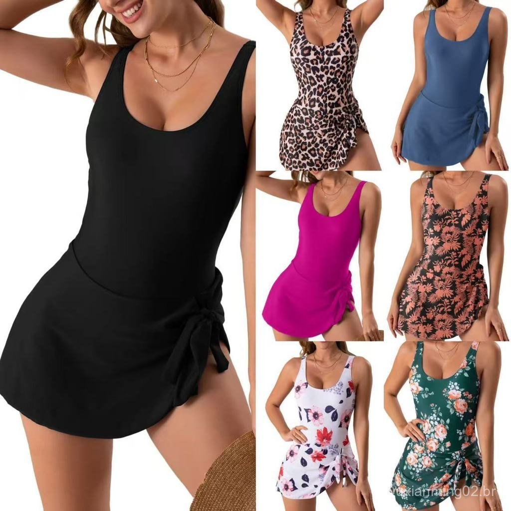 Maiô Feminino Mais Vendido, Estilo Saia de Peça Única, Maiô Estampado de Corte Justo Mulheres P J