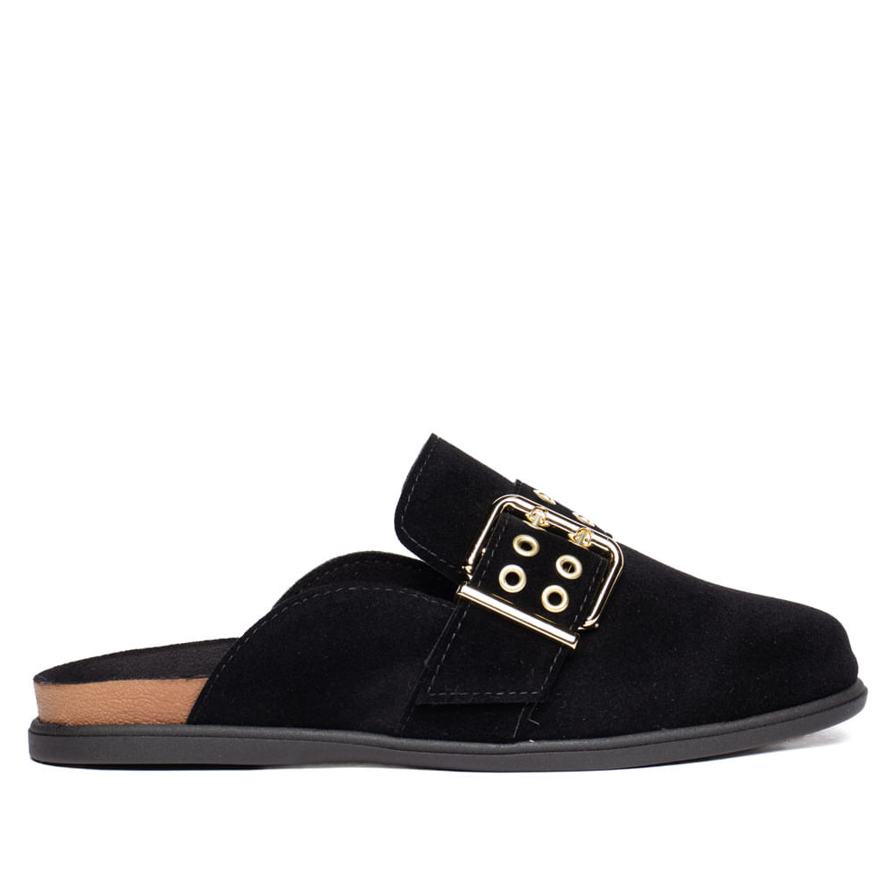 Mule Feminino Moleca Fivela Camurça Preto em Oferta na Shopee
