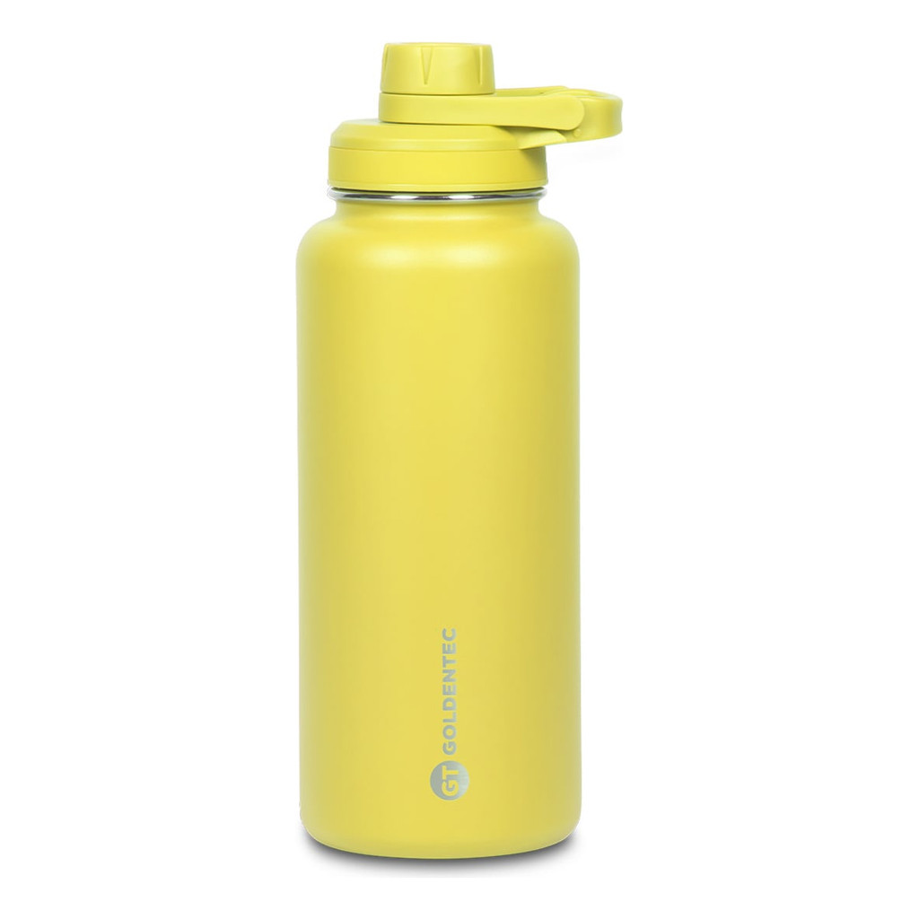 Garrafa Térmica Goldentec Inox 1000 ml para bebidas quentes ou frias com tampa - Amarelo