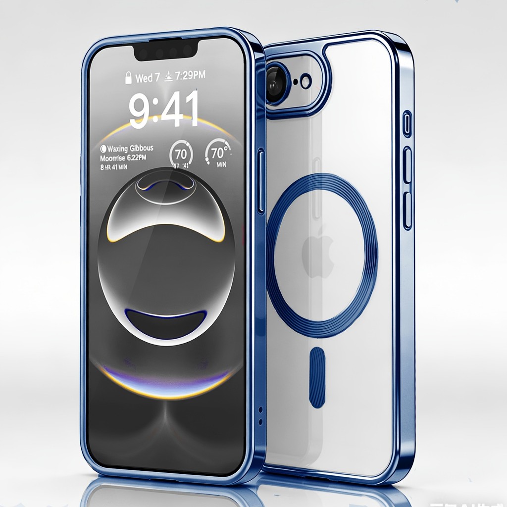 Capa Protetora Transparente de Luxo Banhada para iPhone 17E/16E, com Capa Magnética, Adequada para iPhone 17E/16E