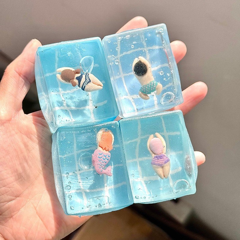 Festa Na Piscina Transparente Azul Maltose Mole Brinquedo Fidget Alívio Do Estresse De Apertar Para Crianças