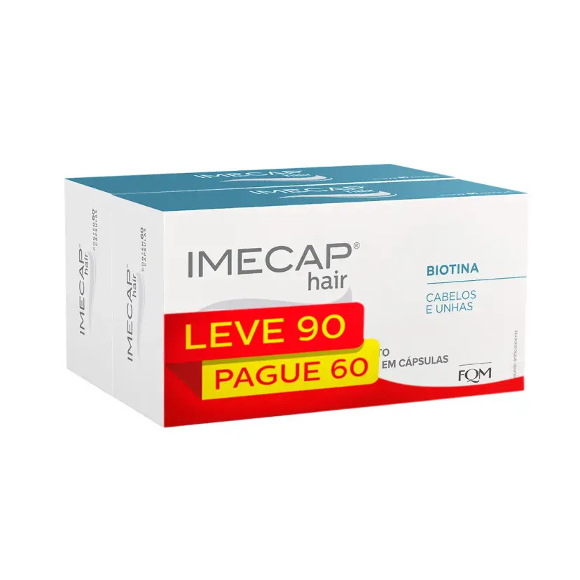 Imecap Hair Cabelos e Unhas 90 Cápsulas Leve 90 Pague 60 Crescimento e Fortalecimento