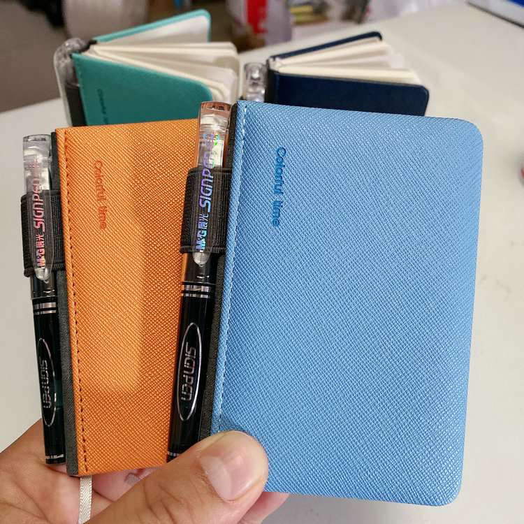 Novo produto Morning Light A7 Fashion Leather Case Livro de couro rígido Livro de bolso portátil Mini caneta de escritór