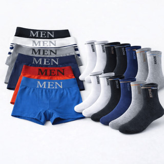 Kit 10 Cuecas Box Boxer Premium + 6 Pares de Meias Tamanho UNICO