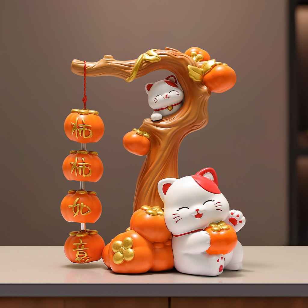 Caqui gato decoração entrada sala de estar decoração Desktop armário TV vinho decoração para casa Housewarming novo