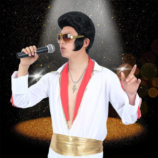 Estilo palco Lee Back desempenho igual à peruca conjunto cabelo Rock peruca Viv Elvis grande peruca
