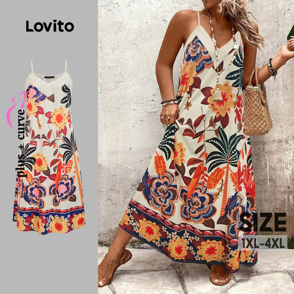 Lovito Vestido Boho Primavera/verão Vestido para Mulheres LBL31252 em Oferta na Shopee
