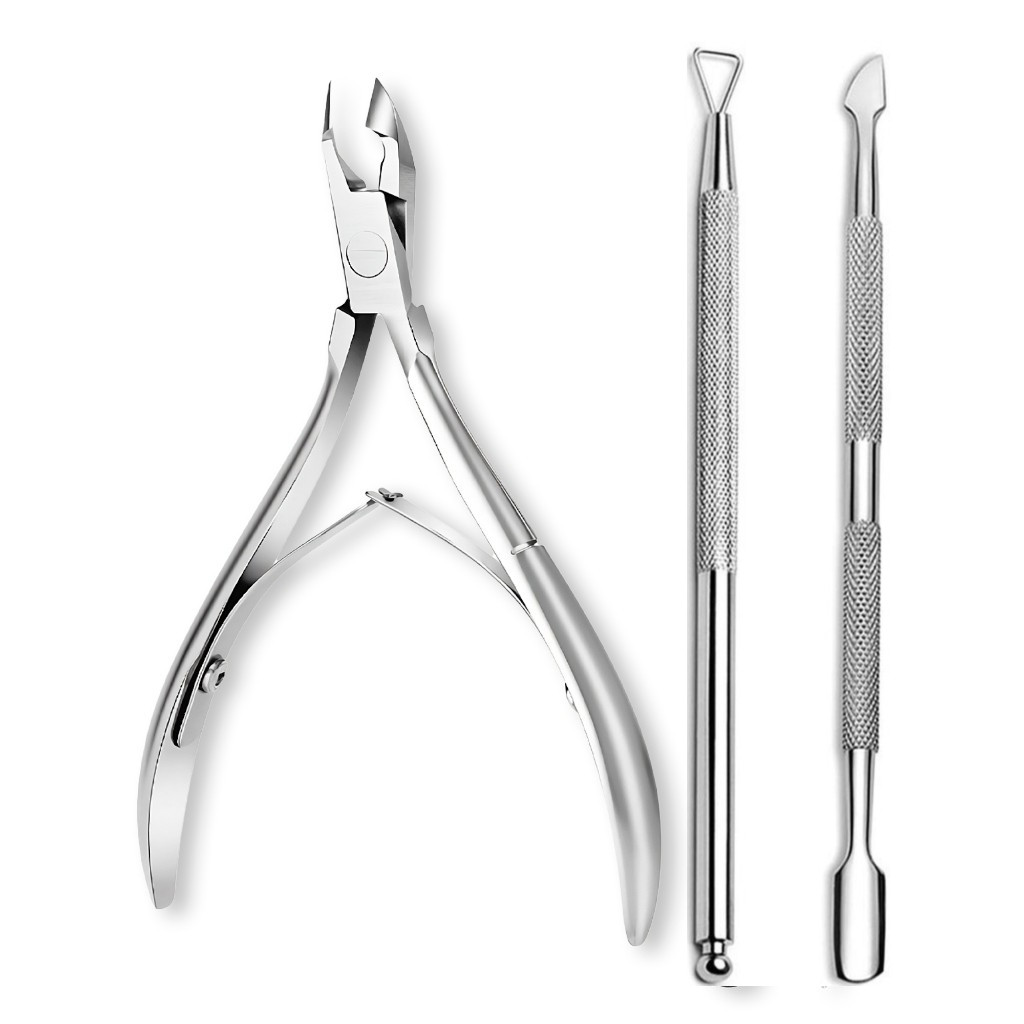 Manicure Profissional 3 Peças Inox Alicate + Mola Dupla Cutícula Palito Duplo Espátula Precisão -S14 em Oferta na Shopee