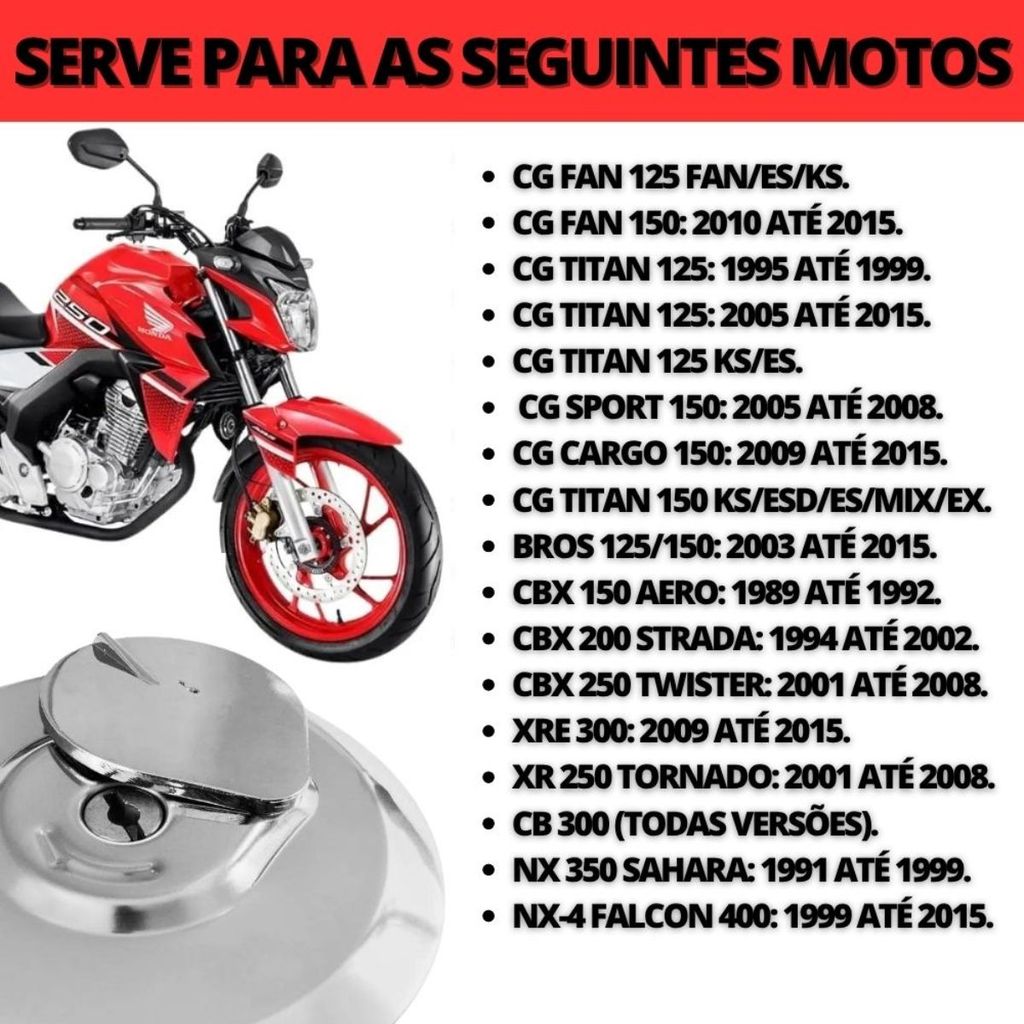 Tampa Tanque Com Chaves Cg 125 150 Fan Titan Bros Xre Twister — imagem 2 de 2