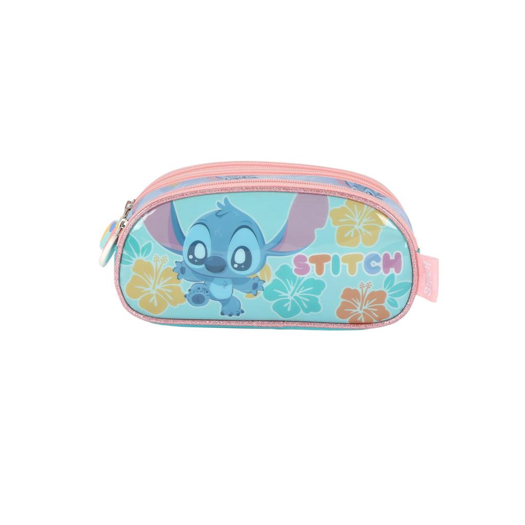 Estojo Triplo Infantil Médio Ohana Stitch Disney