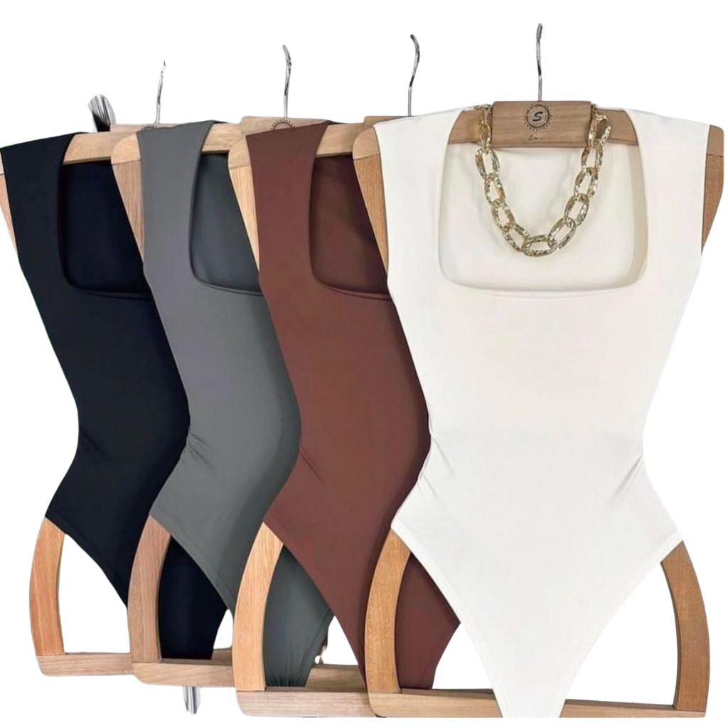 Body Collant  Feminino Regata Blusa Decote Quadrado Com Forro  Estilo Blogueira