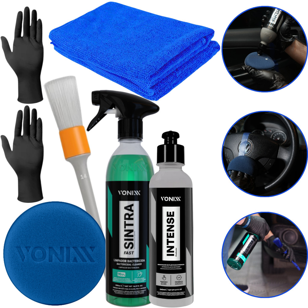 Kit Limpeza Interna Automotiva Vonixx Intense 240ml Sintra Fast Luvas Pano e Aplicador