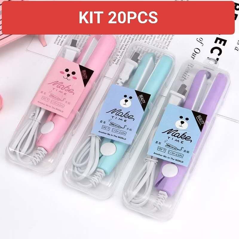 Kit 6 10 e 20 Mini Chapinha Prancha Com Case Transporte Bivolt Estojo Entrega rápida Prática