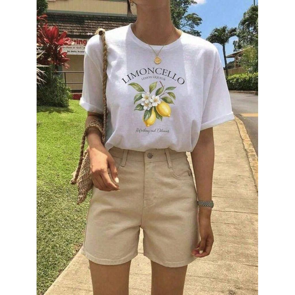 Blusinha Feminina Oversized Limone 100% Algodão T-Shirt Confortavel Minimalista camista mulher