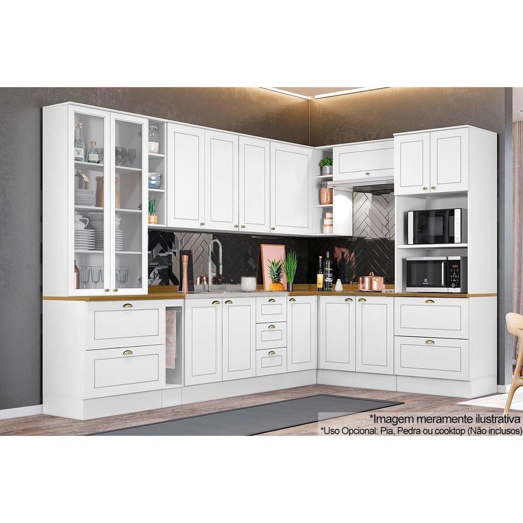 Cozinha Modulada Henn Americana 13 Peças (4Aéreos+4Balcões+2Paneleiros+3Complementos) C5P59 Branco-Henn em Oferta na Shopee