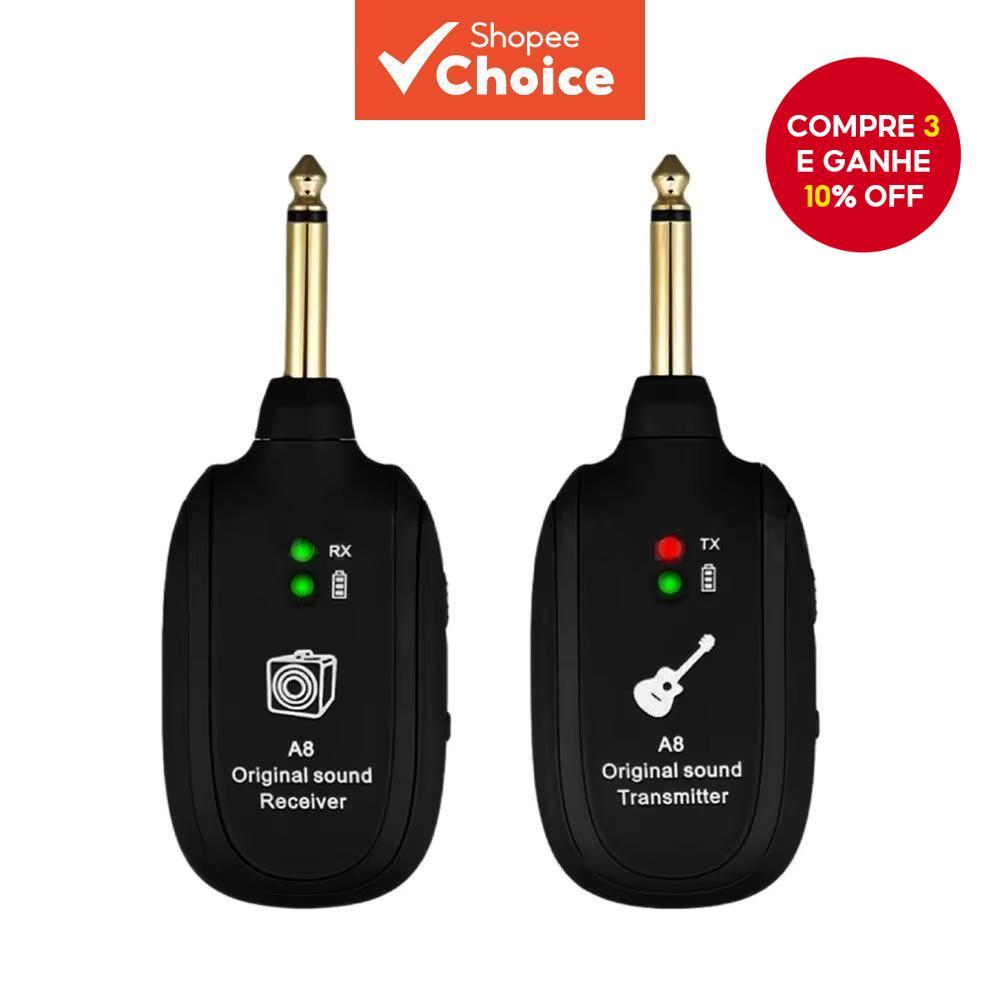 Miwayer A8 Sistema Sem Fio para Guitarra Transmissor e Receptor Recarregável Embutido Sem Fio para Guitarra Elétrica e em Oferta na Shopee