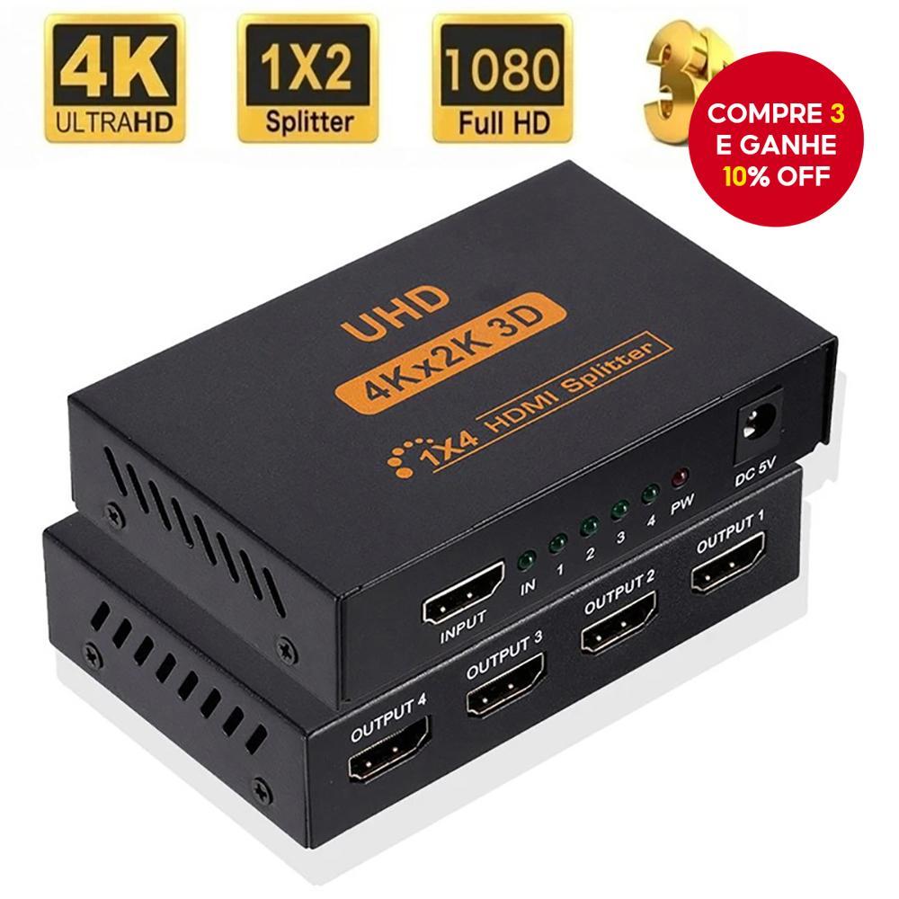  Splitter Conversor HDMI compatível com 4K 3D 1080P 1 em 4 out HDMI 1x4 Video Switcher Adaptador Duplicado para PS3 HDTV
