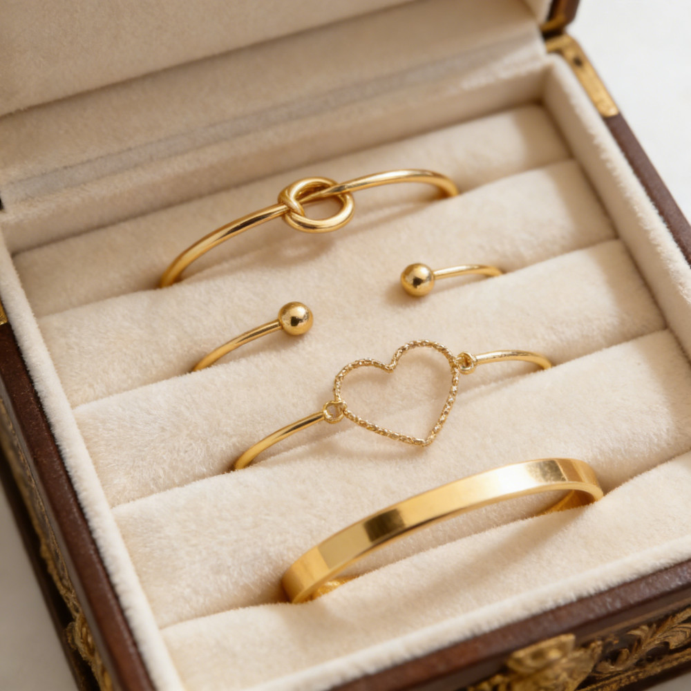 4 pçs/set Criativo Vintage Amor Coração Abertura Pulseira Mulheres Personalidade Logotipo Infinito Pulseira Feminina