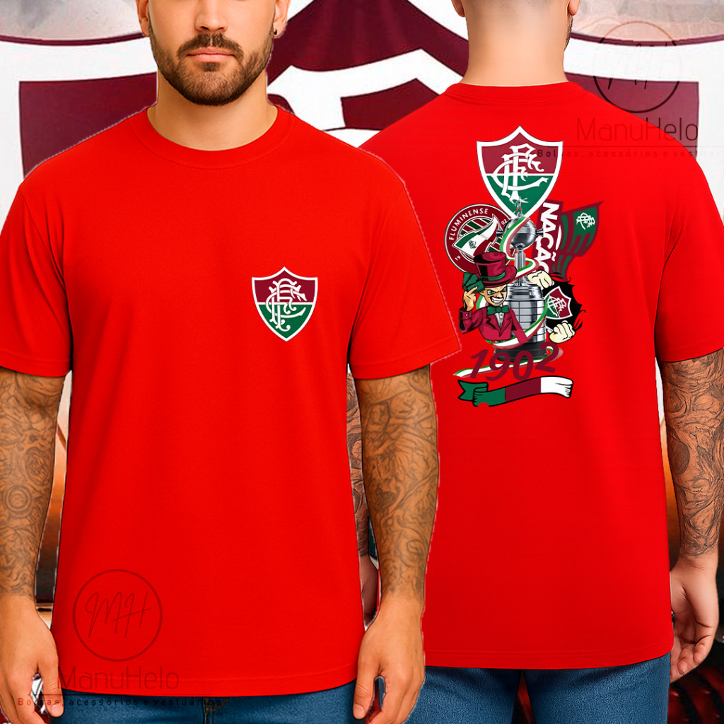 Camisa Masculina fluminense Torcedor Camiseta Time Verdão Futebol Esportiva Gola Redonda Algodão