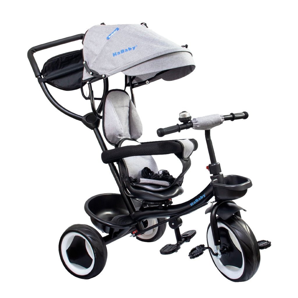 Triciclo Infantil 4 em 1 Multifuncional Carrinho de Bebê Com Empurrador e Capota Solar - Kababy em Oferta na Shopee