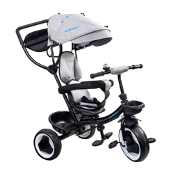 Triciclo Infantil 4 em 1 Multifuncional Carrinho de Bebê Com Pedal Empurrador Capota Solar e 2 Cestas Até 15kg - Kababy