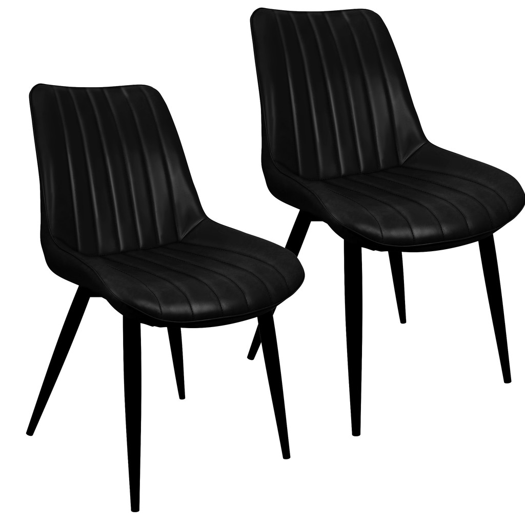 Kit 2 Cadeiras Chicago Poltrona Estofada Tainá Pu Vintage Retro Pés Preto em Oferta na Shopee