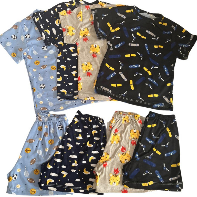 kit 2 ou 3 pijama infantil shorts e camiseta manga curta menino e menina suede premium aveludado estampa sortida 1 ao 12
