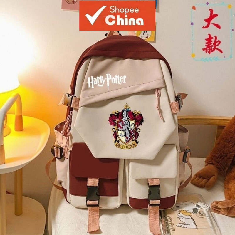 Mochila de Lona Oxford de Hogwarts Mágica de Harry Potter para Estudantes, Bolsa de Viagem de Grande Capacidade 9EDP