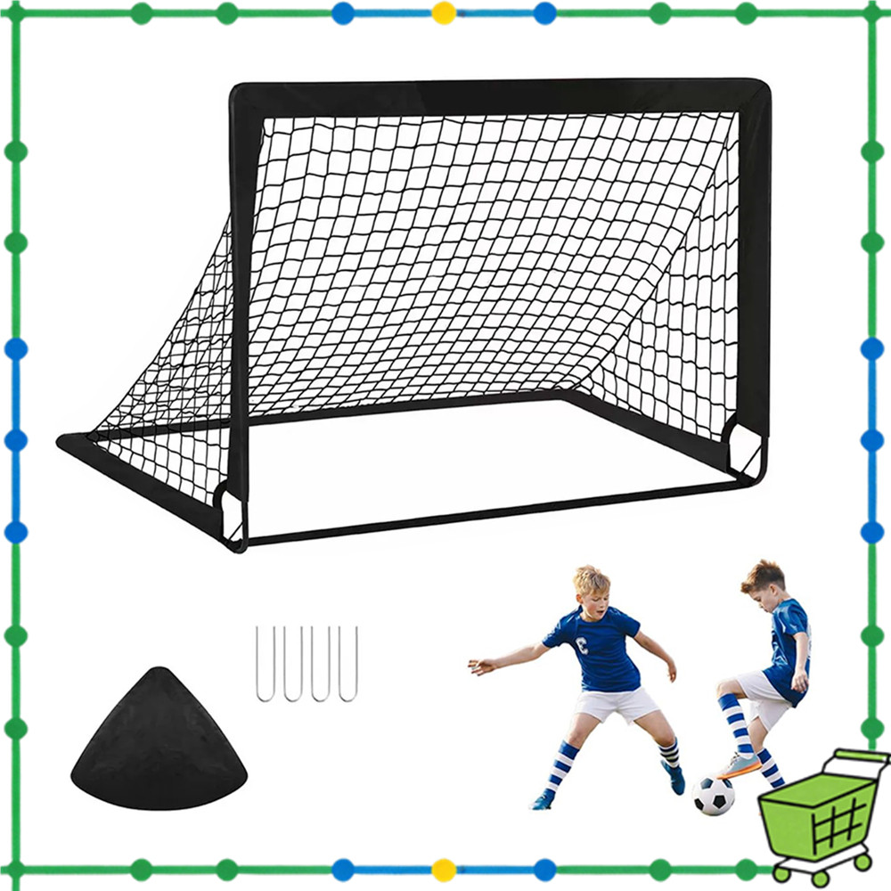 Rede de treinamento de futebol infantil, instalação rápida dobrável de Nylon portátil ao ar livre de 1.2 x 0.9 m, preta